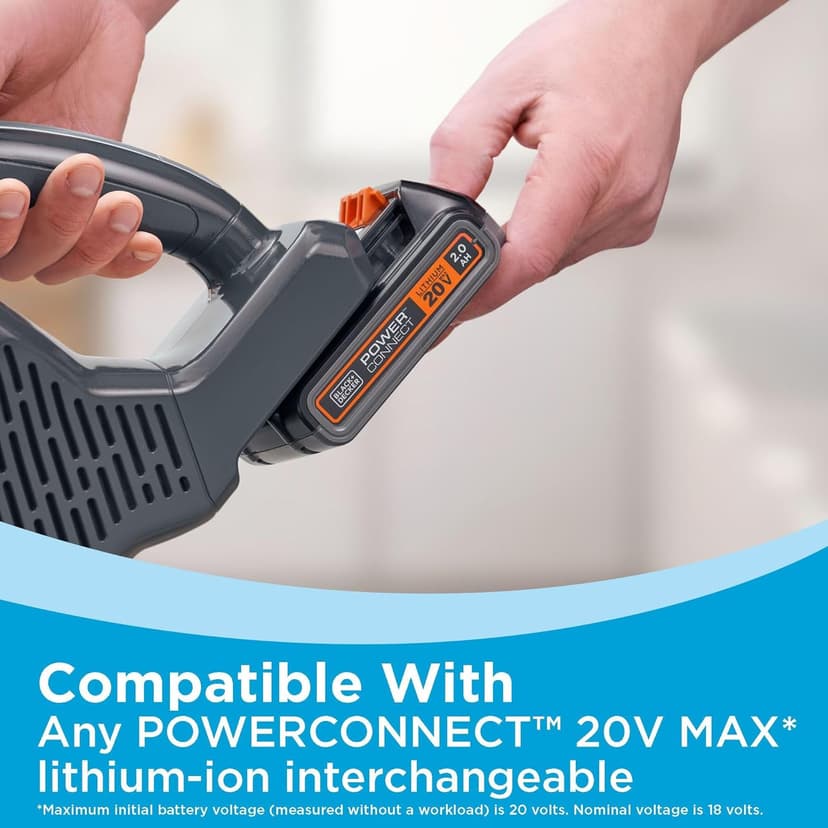 BLACK+DECKER POWERSERIES 20V MAX Cordless Stick Vacuum Cleaner, Household Vacuum Cleaners for Hardwood Floors and Carpet, LED Lights, Detachable, Anti-Tangle, Lightweight, Bagless (BHFEA18D1)