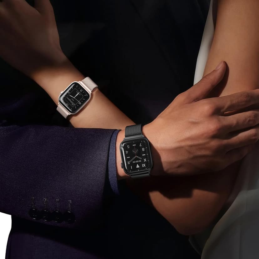 BELONGME 3 Pack Mesh Loop Compatible with Apple Watch Bands for Women Men 40mm 41mm 38mm 42mm 44mm 45mm 49mm 46mm Series 11 10 9 8 7 6 5 4 Ultra3 SE3 2, Stainless Steel Metal Magnetic Strap for iWatch