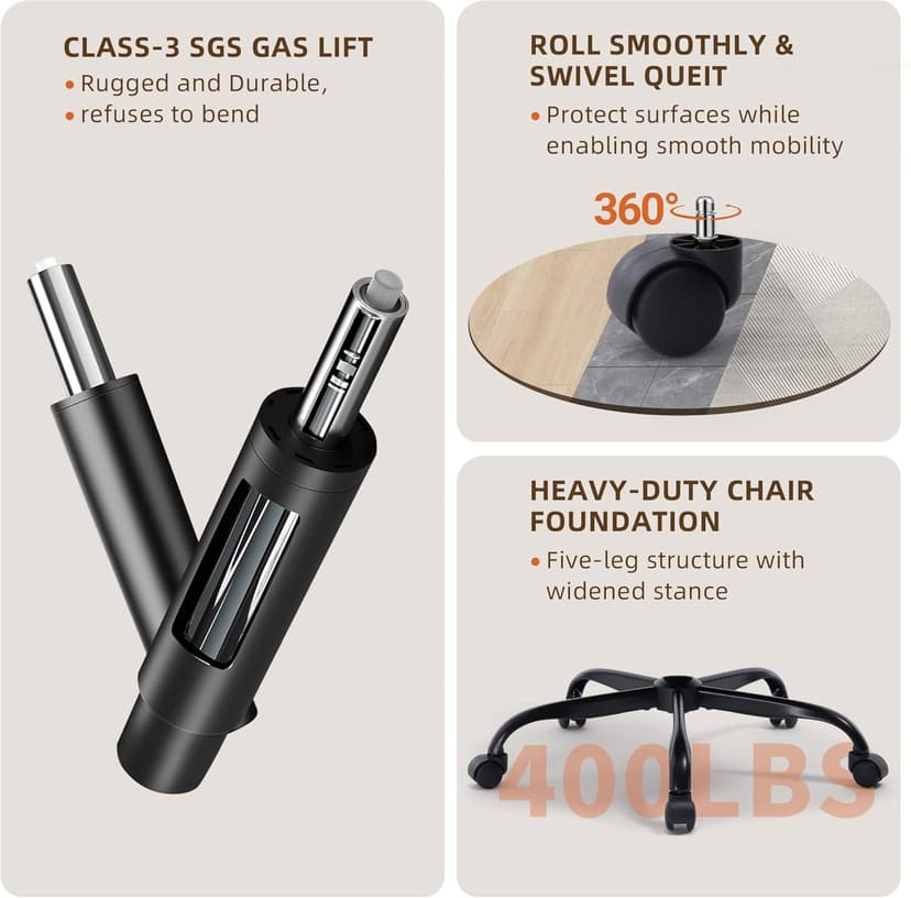 Office Chair, Executive Leather Office Chair with Lumbar Support & Flip-up Armrests, Ergonomic Adjustable High Back Swivel Chair with Rocking Function (Black)