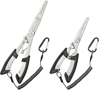 HAMMER IRON ALLEY 2PCS Stainless Steel Fishing Pliers with Lanyard, HIA Needle Nose Pliers Fishing Hook Remover, Great for Saltwater and Freshwater