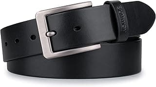 Buffway Men’s Full Grain Leather Belt – Solid One-Piece Leather, 1.5” Wide for Jeans & Business Casual, Gift Box Included