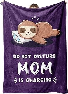 Funny Gifts for Mom Christmas, Mom is Charging Sloth Blanket, Birthday Gifts for Moms from Daguther Son, Moms Gift for Mothers Day, Soft Sloth Throws Blanket for Mother 60" x 50"