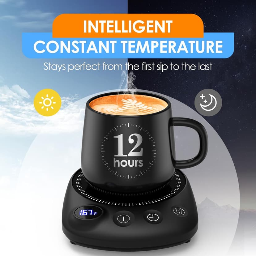 Coffee Mug Warmer-Fastest Heating & Highest Temperature, Coffee Cup Warmer for Desk Auto Shut Off, 4 Temp Settings & 1-12H Timer, Smart Electric Mug & Candle Warmer for Coffee, Tea (Black) B0CC8DS2S5
