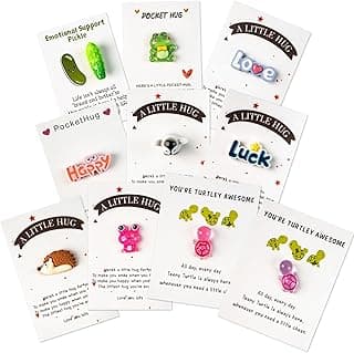 Pocket Hug 10 Sets, DIY Cute Mini Encouragement Gifts with Cute Resin Tokens Inspirational Thinking of You Keepsake Long Distance Friendship Appreciation Gifts for Friends Family Coworkers B0F1SNXLSH