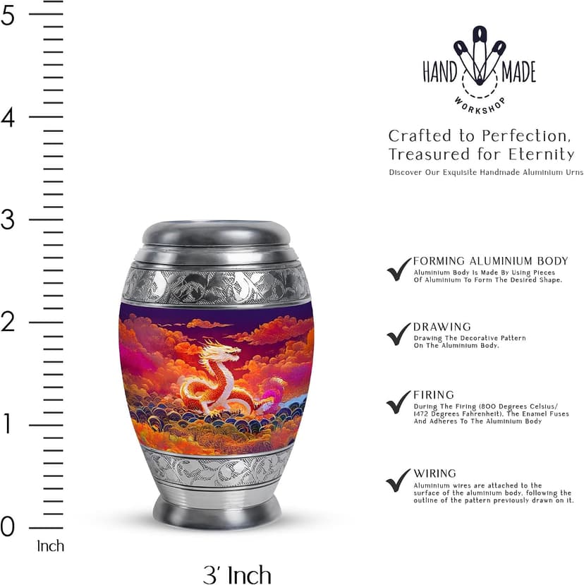 Orange Dragon Keepsake Funeral Urns for Adult Ashes Men, Purple Memorials & Funerary Urn for Ashes, Burial Gift for Loss of Husband, Decorative Cremains Ash Holder, 3 Inch B0FFZ9LZG6