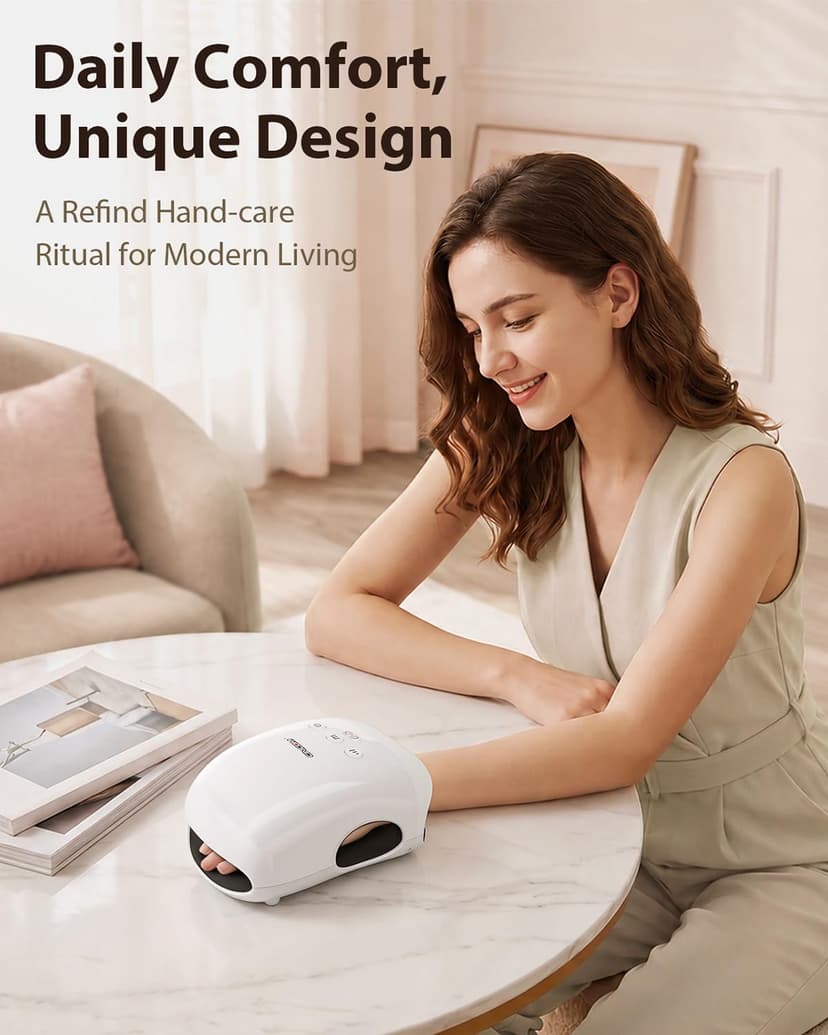 CINCOM Hand Massager - Cordless Hand Massager with Heat and Compression for Arthritis and Carpal Tunnel, Gifts for Women(White)