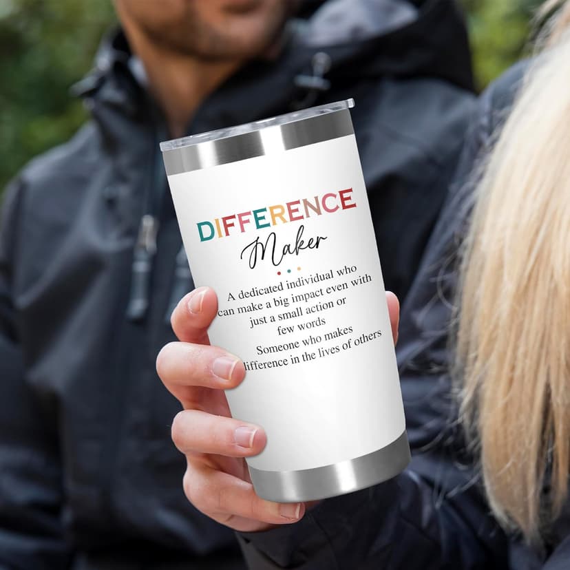 Christmas Appreciation Gifts for Coworkers - 20 oz Stainless Steel Insulated Tumbler - Birthday Inspirational Thank You Gifts for Women Teachers Coworkers Boss, Difference Maker Gift Ideas