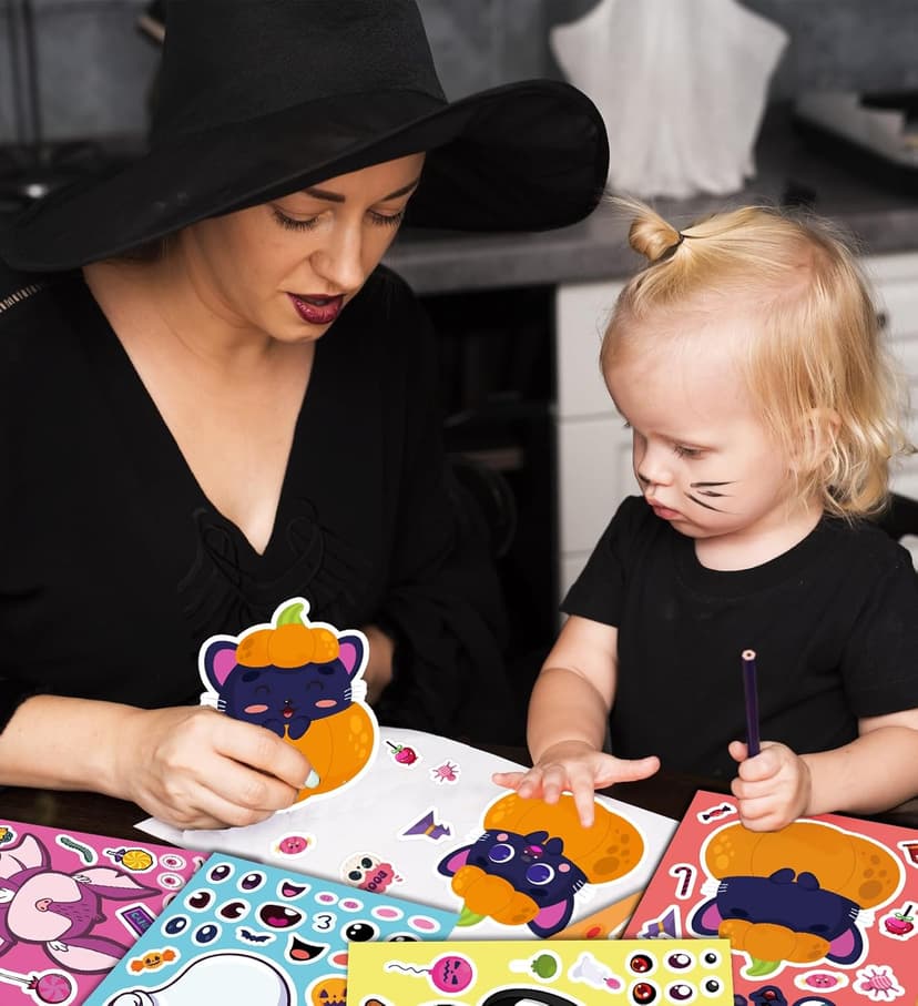 Halloween Party Favors - DIY Crafts Stickers for Kids - Kids Halloween Decorations Gifts Activities Party Supplies(24 Sheets)