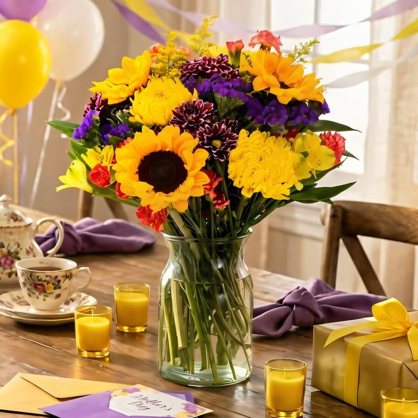 Benchmark Bouquets - Flowering Fields (Glass Vase Included) - Fresh Flowers for Delivery - Gift for Birthday, Anniversary, Sympathy, Get Well, Congratulations, Thanksgiving, Christmas