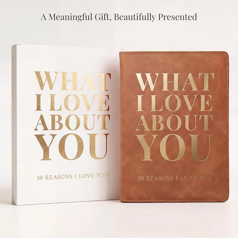 What I Love About You Leather Book – 30 Reasons Why I Love You, Fill-In-The-Blank Journal for Him & Her, Romantic Couples Keepsake (Brown)