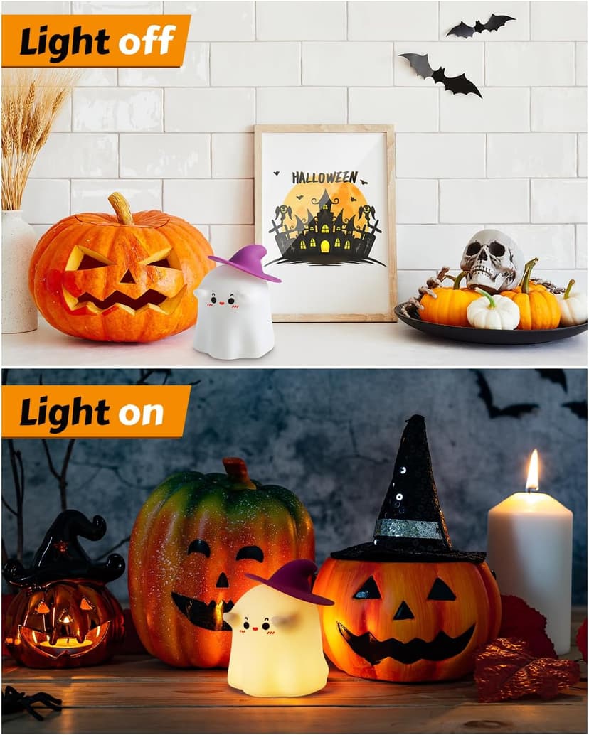 Luditek Cute Ghost Night Light Lights, Silicone Dimmable Ghost Lamp Desk Decor for Halloween Decorations Indoor Home Room Office Table, Halloween Gifts for Women, Girls, Kids