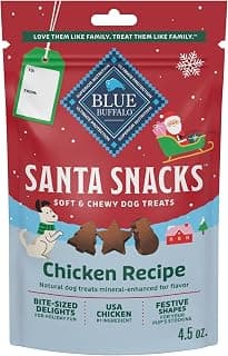Limited-Time Holiday Treat, Soft-Moist Training Bits, Seasonal Shapes, No Chicken By-Product, Corn, Wheat, or Soy Blue Buffalo Santa Snacks Chicken Dog Treats, 4.5 oz B08C7H7LW7