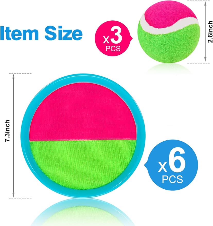 Outdoor Games, Toss and Ball Set with 6 Paddles and 3 Balls, Perfect Yard Games Outdoor Toys Games for Kids Ages 4-8 Easter Gifts for Kids/Adults/Family