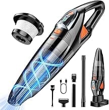Handheld Vacuum Cordless 25000PA Powerful Suction, Portable Car Vacuum, 3 in 1 Hand Held Vacuum Rechargeable 8000mAh with LED Light, HEPA Filter, Home, Car Seats, Office, Pet Hair, Dust Buster