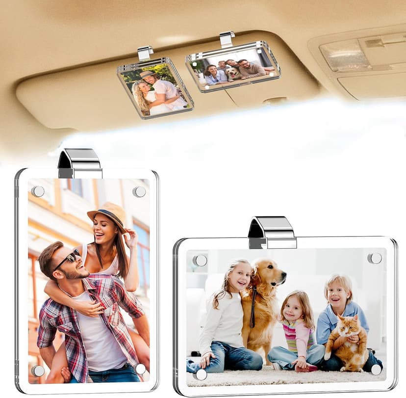 Magnetic Car Photo Holder, Car Accessories Birthday Gifts for Boyfriend, Personalized Car Picture Frame Magnetic Car Visor Picture Clip, Valentine's Day Gifts for Boyfriend, 2Pack B0F8JH118V
