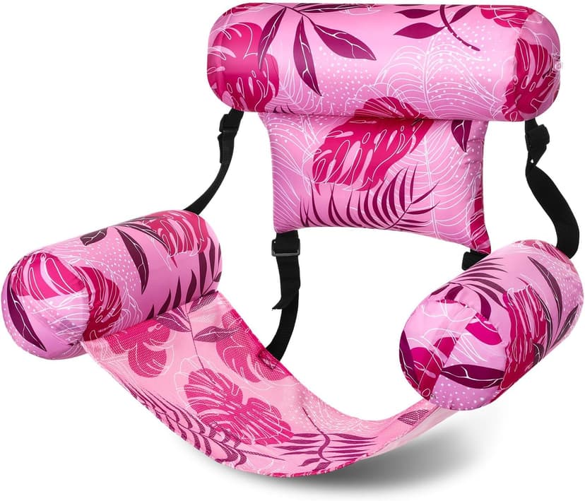 Inflatable Pool Floats Adult Floating Lounge Chairs Blow up Pool Noodles for Adult Heavy Duty Swimming Tropical Plants Fun Pattern Floating Chair for Summer Water Beach Lake Party