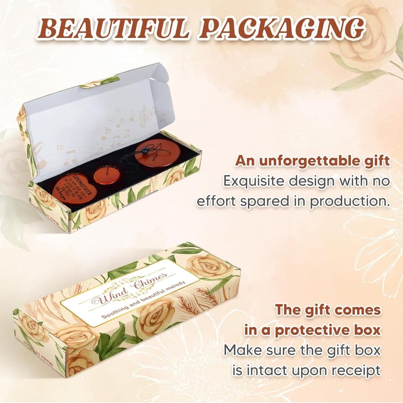 Godmother Gifts from Godchild, Godmom Wind Chimes, Christmas, Birthday, Proposal, Retirement Gift for Godmother from Goddaughter Godson