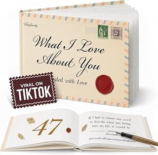 Fill in the Blank Book for Boyfriend Girlfriend, Personalized Anniversary, Christmas and Birthday Gifts for Men Women What I Love About You Book for Couples - Valentines Day Gifts for Him, Her