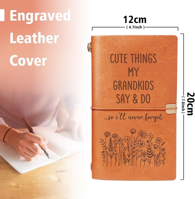 Birthday Gifts for Grandma, New Grandparent, Nana or Mimi, Leather Memory Journal Notebook Grandma Gifts, Cute Things My Grandkids Say & Do Journal Notebook B0GHRMHSN3