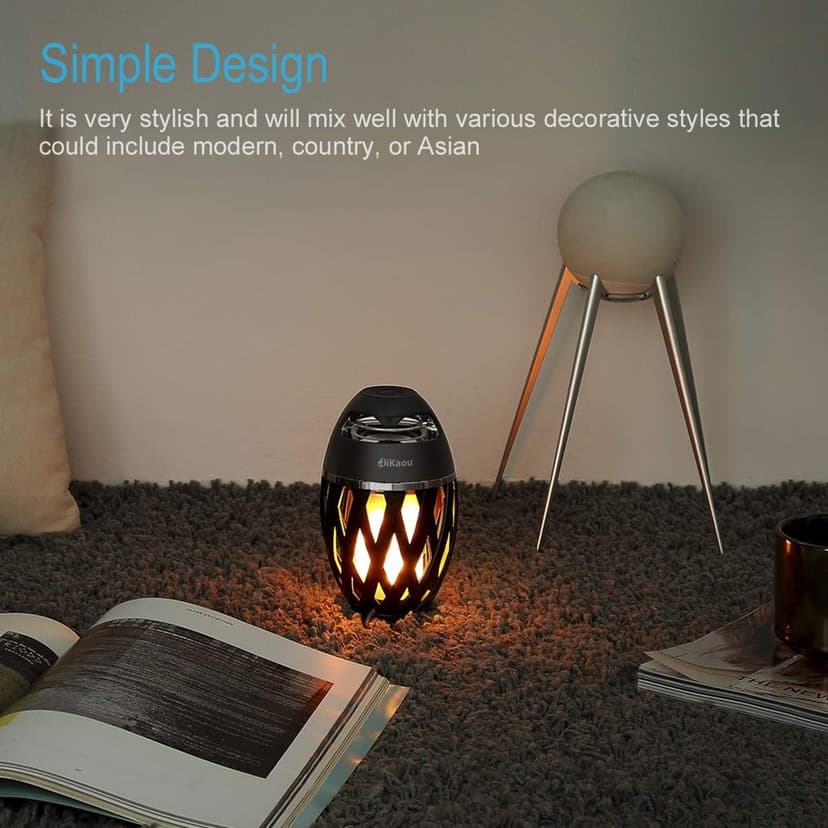 DiKaou LED Flame Outdoor Table Lamp Torch Table Lamp with Blutooth Speaker, Rechargeable Ambience Lantern with Flickers Warm Light for Patio/Porch/Home Decor, Best Gift for Men Women Teens Kids B07QQNST7B