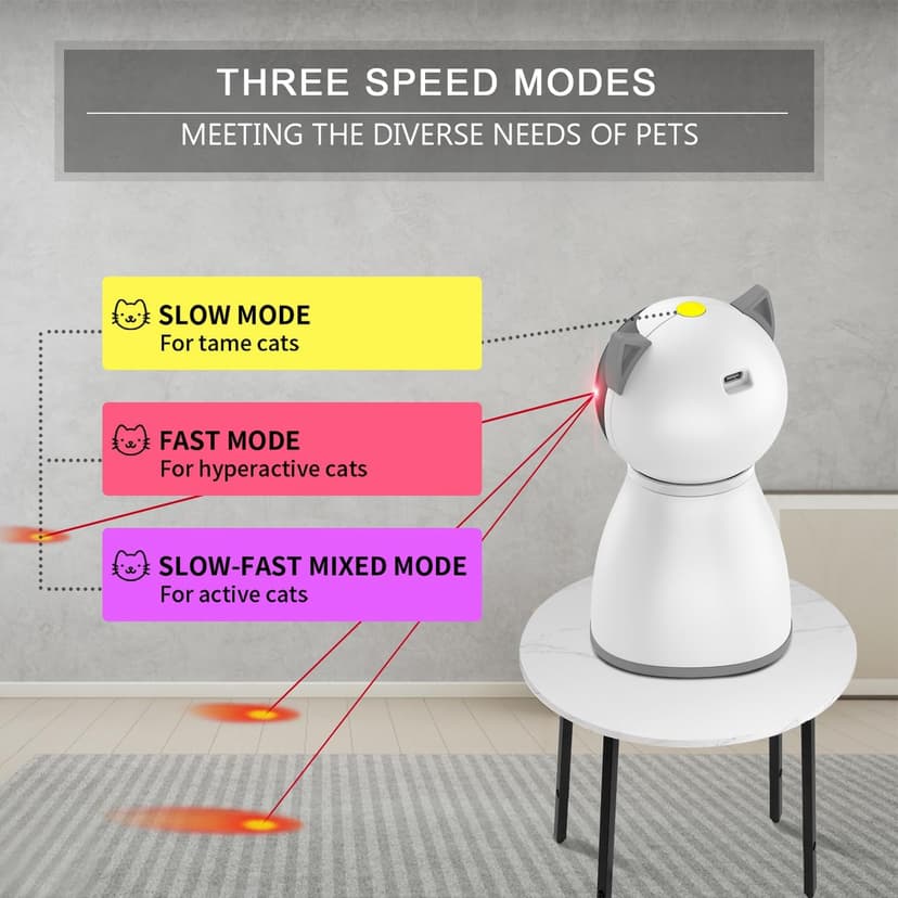 YVE LIFE Laser Cat Toys for Indoor Cats,The 4th Generation Real Random Trajectory Motion Activated Rechargeable Automatic Cat Laser Toy,Interactive Cat Toys for Bored Indoor Adult Cats/Kittens(White)