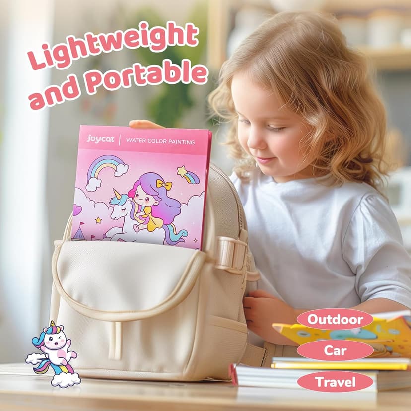 Watercolor Painting Set for Kids Ages 3-5 & 4-8, Arts & Crafts Drawing Activity Travel Toy, Birthday Gifts for Boys & Girls JoyCat Paint with Water Coloring Books for Toddlers (Magical Pony) B0CTHQJF57