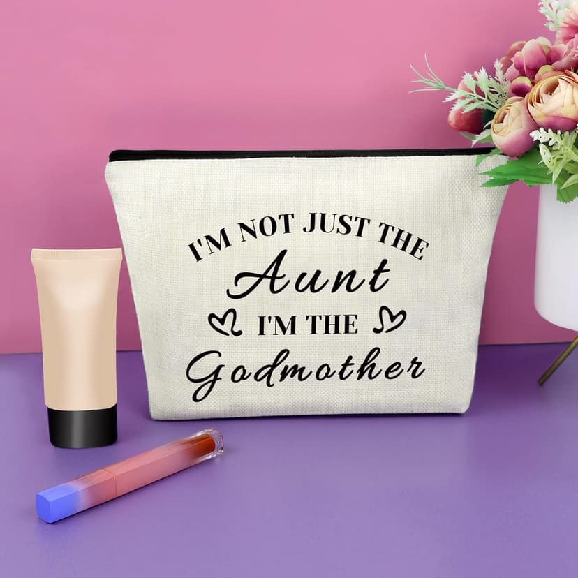 Sazuwu Godmother Aunt Gifts Godmother Gifts from Godchild Baptism Makeup Bag Aunt Christian Proposal Cosmetic Bag Birthday Christmas Mother’s Day Present Travel Pouch