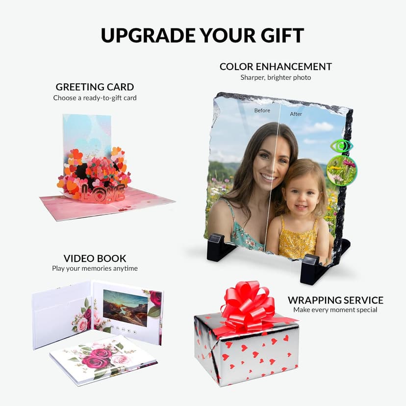 Customized Photo on Natural Slate Stone — an Anniversary or Birthday Keepsake Gift for Women, Mom, Wife, Her, Dad or Family. ArtPix Personalized Slate Picture Frame - Custom Photo Gift Anniversary B0DNKR7K1S