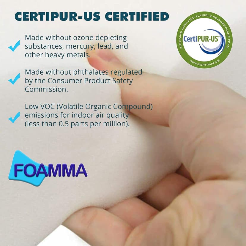 Foamma 5" x 22" x 24" High Density Upholstery Foam Padding for Cushions and Seat Repair, Thick-Custom Pillow, Chair, and Couch Cushion Replacement Foam, Craft Upholstery Supplies