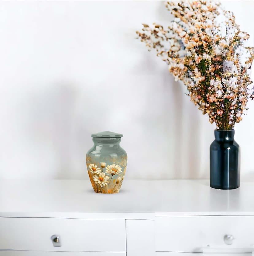 Daisy Urn for Ashes - Funeral Urns for Women - Daisy Cremation Urn for Adult Ashes Men - 2/3 Tablespoon of Ash Keepsake Box Daisy Urn - Flower Urn Small Keepsake - Urns for Burial in Ground - 3 Inch B0CZXM5ZJD