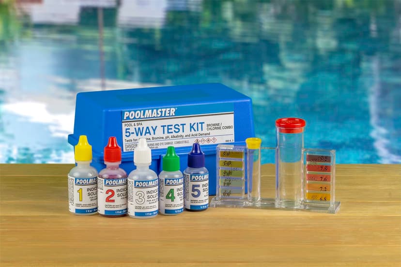 Poolmaster 22260 5-Way Swimming Pool or Spa Water Chemistry Test Kit with Case, Essential Collection