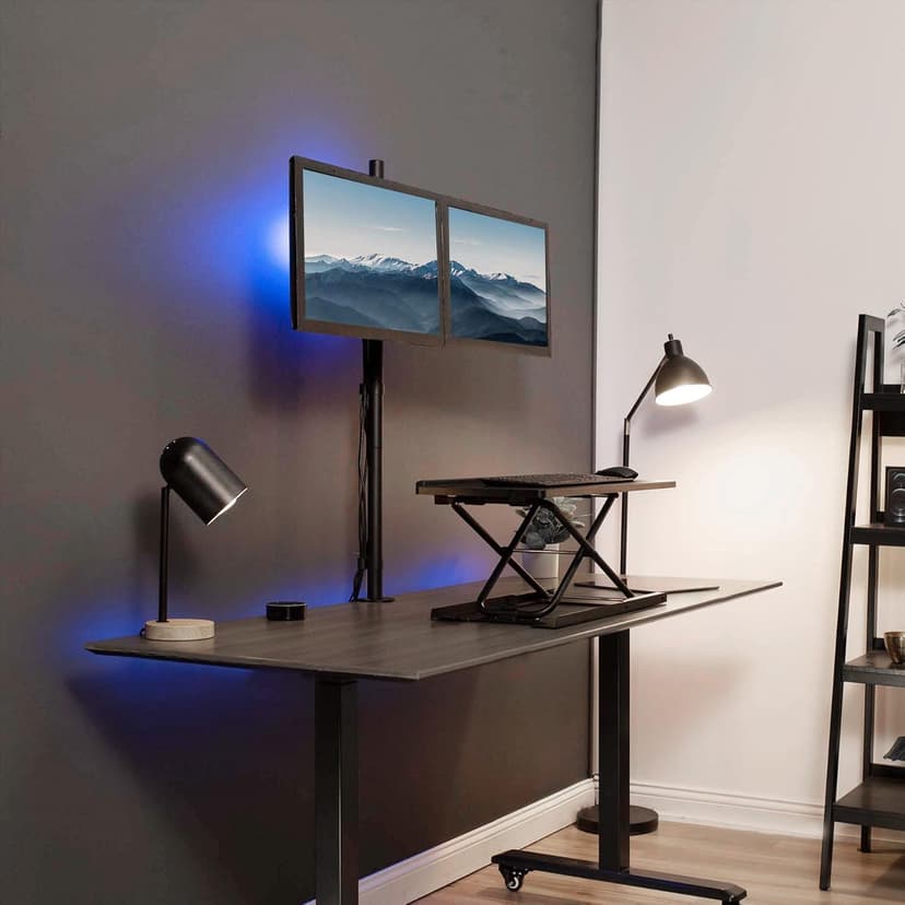 VIVO Dual Monitor Stand Up Desk Mount Extra Tall 39 inch Pole, Fully Adjustable Stand for up to 27 inch Screens, Black, STAND-V012