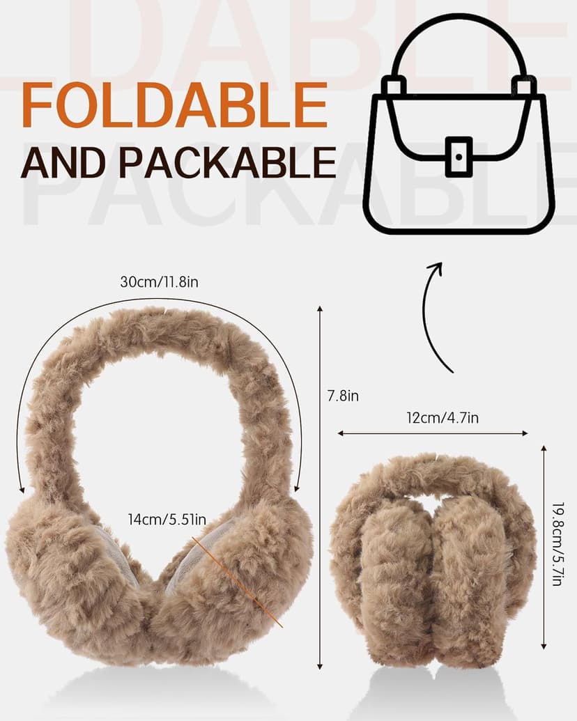 Trifabricy EarMuffs for Women Winter Faux Fur Warm Earmuffs Cute Foldable Ear Covers Cold Weather Fluffy Ear Warmers