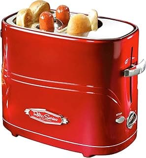 Nostalgia HDT600RETRORED Retro Pop-Up 2 Hot Dog & Bun Toaster, with Mini Tongs, Works with Chicken, Turkey, Veggie Links, sausages & Brats B005Q8X6IO