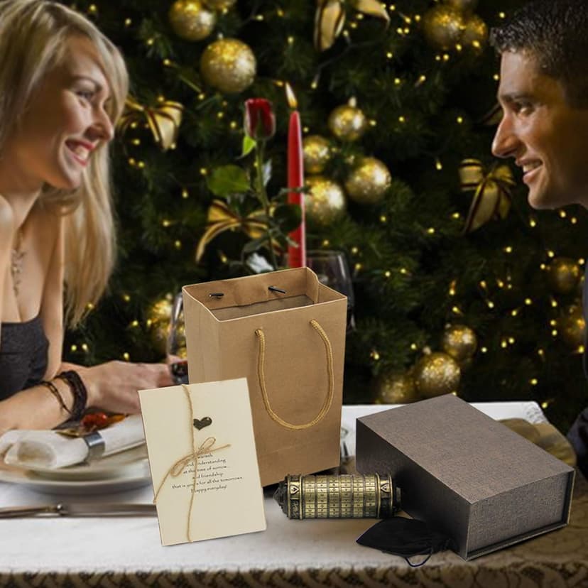 YOFIT yofit Da Vinci Code Mini Cryptex Lock Puzzle Box with Hidden Compartments for Notes Paper Money Rings Jewelry, Anniversary Romantic Birthday Gifts for Her Men Women Girlfriend