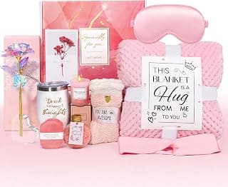Get Well Soon Gifts Baskets Relaxation Rose Flower Christmas Gifts for Women Mom Sister Wife Best Friend Birthday Gifts for Women Self Care Package Spa Basket for Gift B0DJ5H44M8