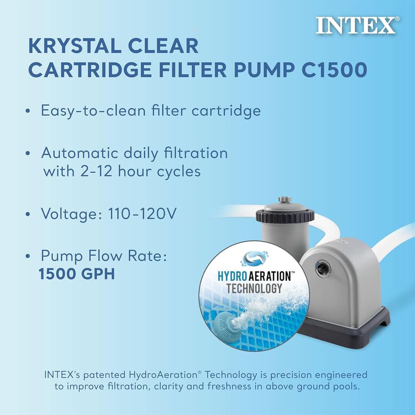 Intex Easy Set 18 Foot by 48 Inch Round Inflatable Above Ground Swimming Pool with Filter Pump, Ladder, Pool Cover, and 6 Pack Filter Cartridges, Blue