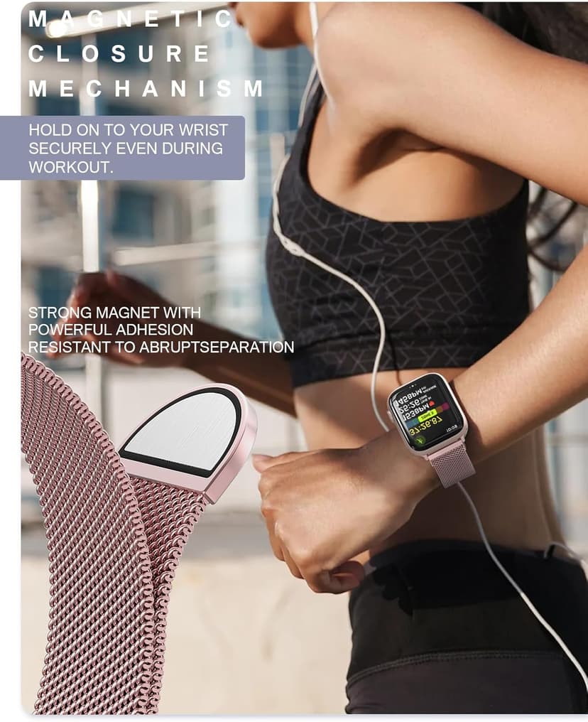 Original Stainless Steel Milanese Loop Compatible with Apple Watch Band 38mm 40mm 41mm 42mm 44mm 45mm 46mm 49mm, Magnetic Clasp Band for iWatch Series 11 10 9 8 7 6 5 4, SE 3 2 1 Ultra3 2, Women & Men