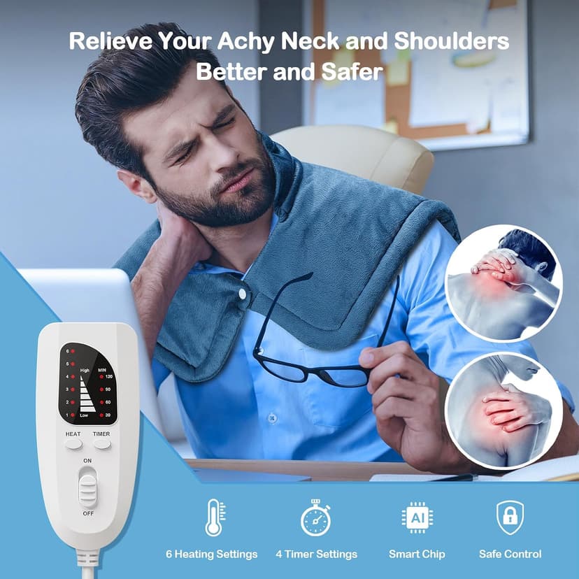 Electric Heat Pad 23"x17" 6 Heat Levels 4 Auto-Off Timers for Home Office Relaxation, Birthday Gifts for Women Men Mom Dad NIUONSIX Heating Pad for Neck Shoulders and Back, 2lb Weighted Heat Wrap B0GS2CMMJF