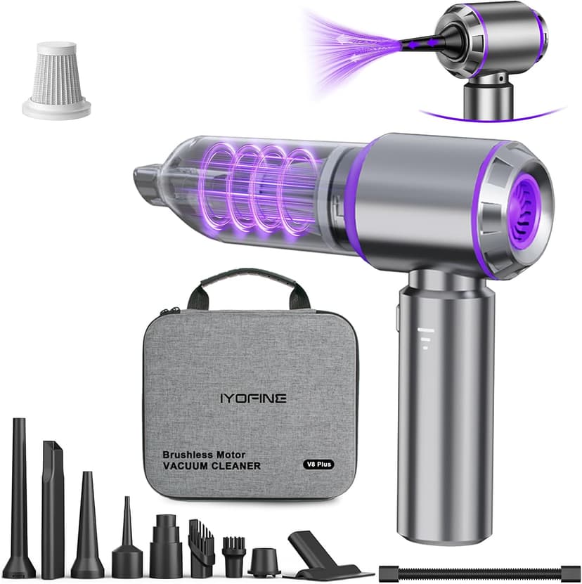 Vacuum/Air Duster 80,000RPM Super Power Mini Car Vacuum Cleaner 4-in-1 air Blower Gun Air Duster & Air Blower & Pump Hand Electric air Duster Handheld dust Blower Blower Cordless (Purple)
