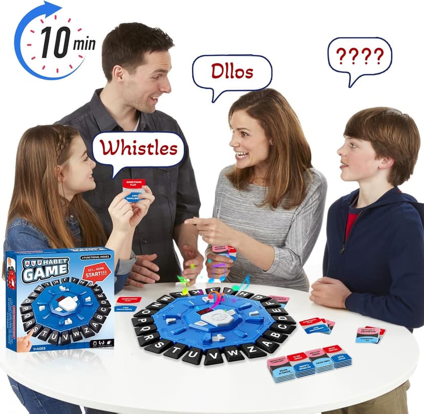 Word Game with LED Display, Alphabet Games, Fast-Paced Family Board Game for Learning Playing Game Gifts for Ages 3+ (Blue)