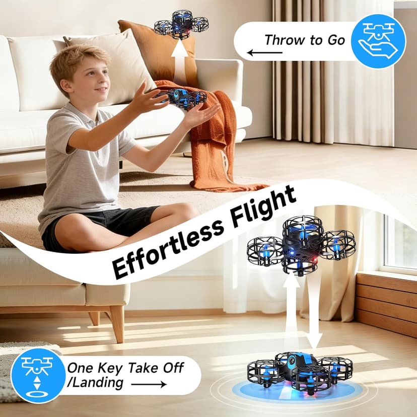 4DRC V18 Mini Drone for Kids Beginners, RC Quadcopter with 2 Control Modes, Headless Mode, Altitude Hold, Auto Hover, 3 Speeds, 3D Flips, LED Lights, 2 Batteries, Gift Toy for Boys