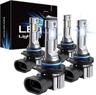 RCJ 9005 9006 Bulbs Combo, 600% Brightness 9005/HB3 High 9006/HB4 Low Dual Beam Bulbs, 6000K Cool White, Plug and Play, IP67 Waterproof, Pack of 4