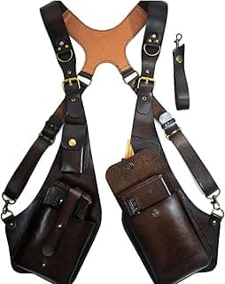 Ubvdx Premium Leather Adjustable Underarm Shoulder Bag for Men & Women,Double Shoulder Armpit Bag Shoulder Holster