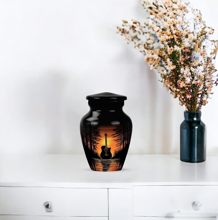 Guitar Urns for Human Ashes - Music Lover Cremation Keepsake Urns for Human Ashes Male & Female - Musical Instrument Burial Urn for Women & Men - Memorial Gift for Father - Small - 3 Inch B0H75NTJX2