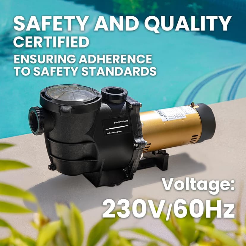 XtremepowerUS 2HP In-Ground Swimming Pool Pump Dual Speed High Flow 2" Inlet 230V High Flo 2-Speed w/ Slip-On Fitting Adapter, 5,820 GPH with Filter Basket