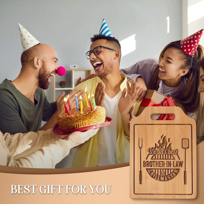 AceThrills Brother in Law Gifts for Brother in Law Christmas Birthday Gifts - Engraved Cutting Board 12.3"L × 8.7"W × 0.4"Th
