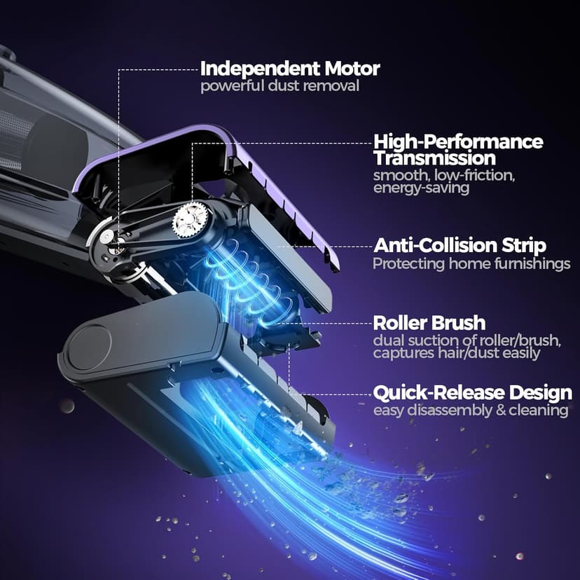 Pet Hair Handheld Vacuum Cordless: 20000PA High Power Car Vacuum with Motorized Brush and LED Light, Rechargeable Hand Held Vacuum Cleaner with Reusable Filter for Car, Home, Office & Pet, Purple