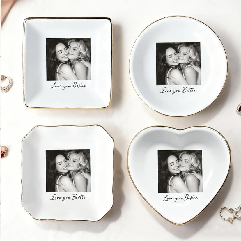 My4gifts Personalized Besties Photo Jewelry Dish, Sisters Jewelry Dish, Custom Besties Gifts, Bff Gifts, Friendship Gift, Best Friend Gift for Women, Custom Jewelrys Plate, Birthday, Christmas/2 B0GFCRMT8Q