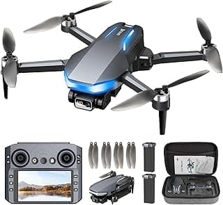 GPS Drone with Camera for Adults, 2K FPV Drone with 4.5" Screen Remote Controller, Brushless Motor, Auto Return, Follow Me, Tap Fly & Circle Fly, Long Flight Time Foldable Quadcopter for Beginners